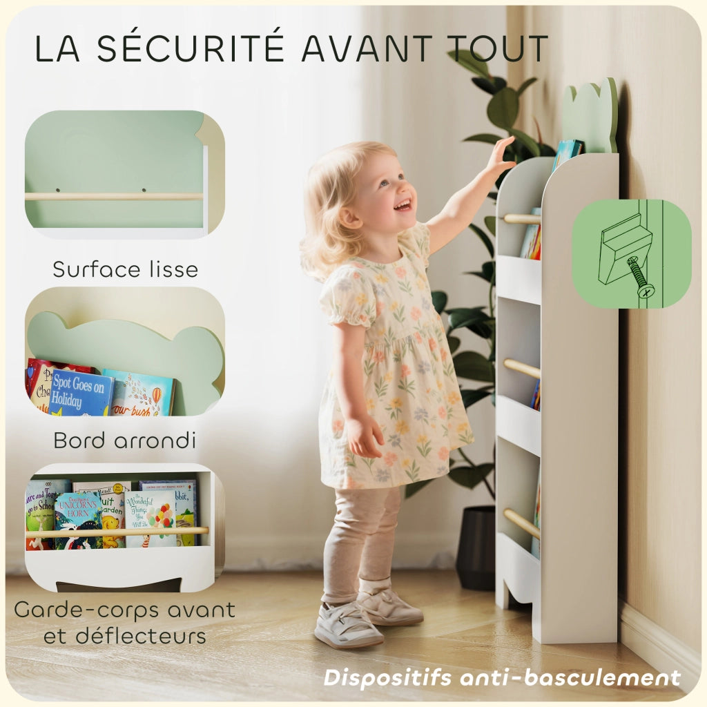 Libreria bambini 3 ripiani legno verde ¨C Xylo ¨C Stoccaggio libri cameretta