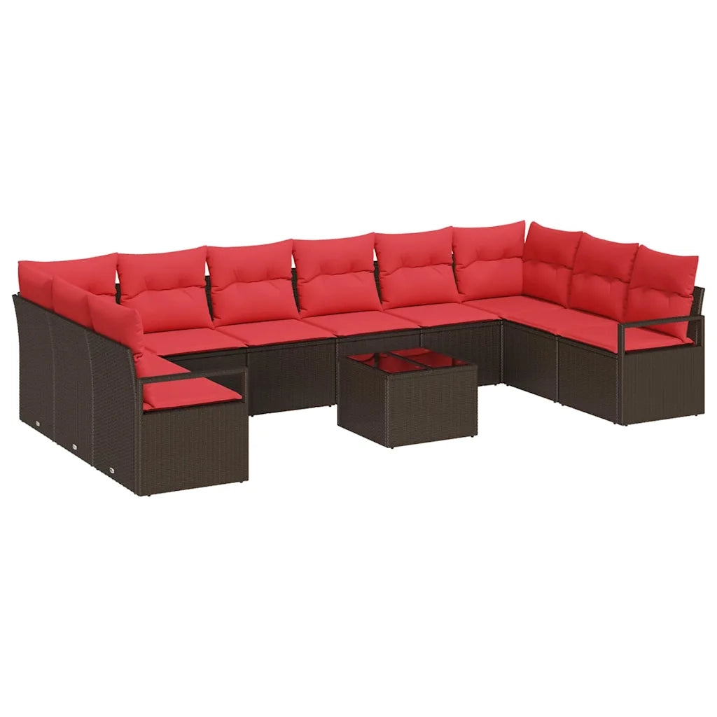 Set di divani con cuscino 11 pcs Marrone polyrattan 3346574