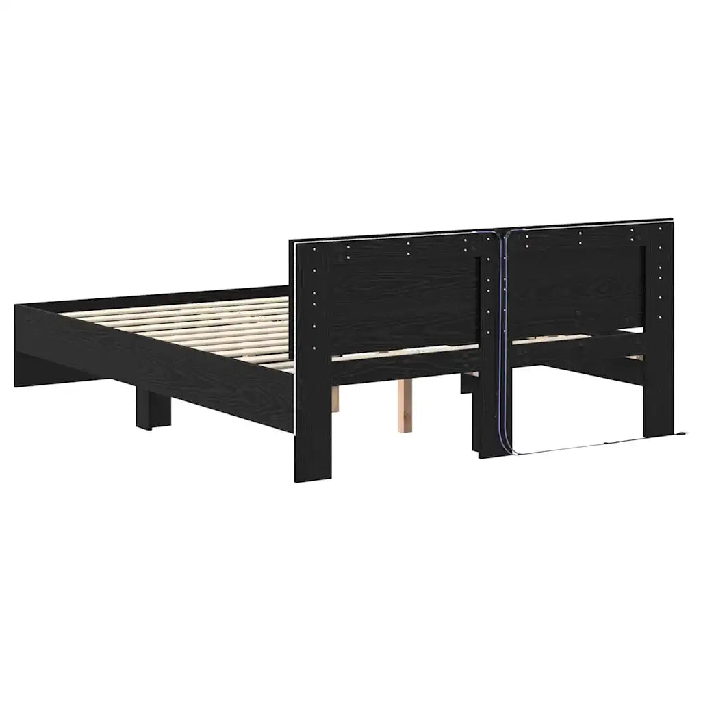 Struttura del letto Rovere Nero 140 x 190 cm Legno multistrato 3403573