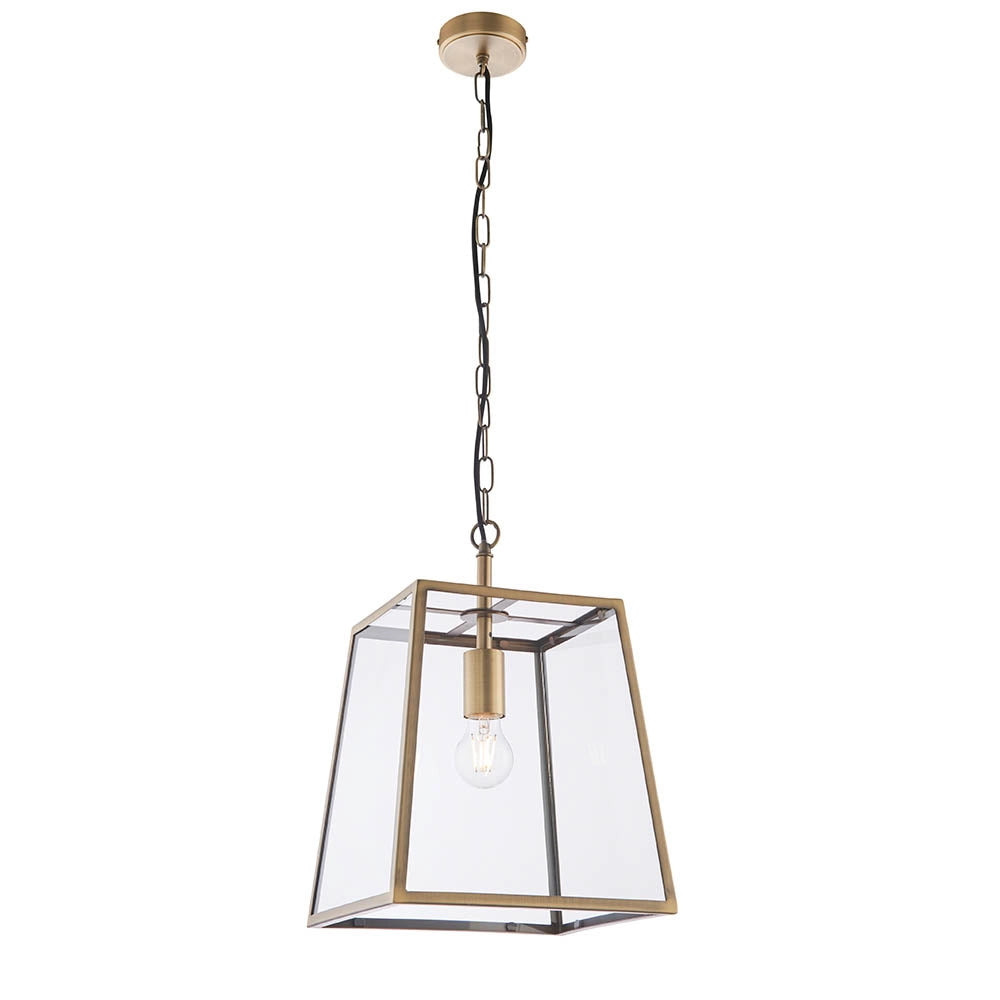 Lampada a sospensione Hurst lanterna ottone Endon E27