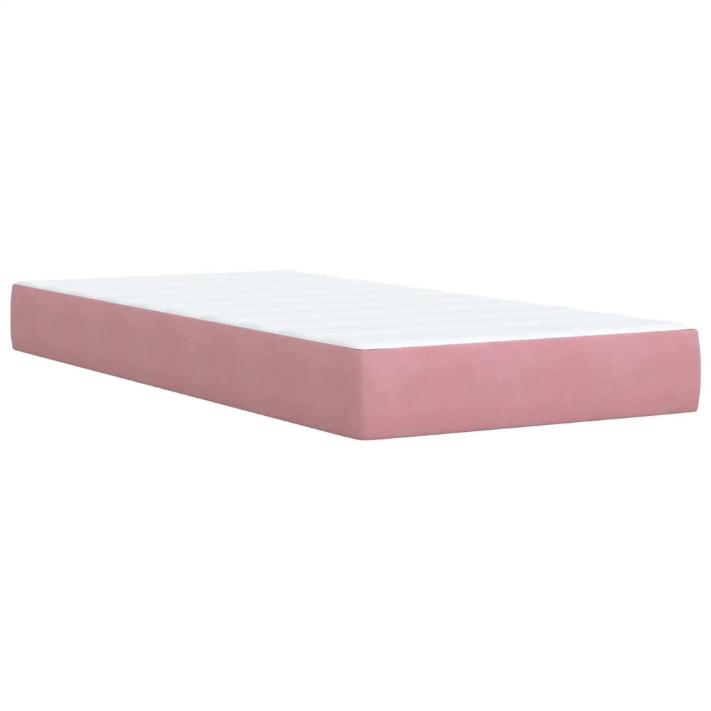 Letto Box Spring LED con Materasso Rosa 100 x 200 cm Velluto 3456010