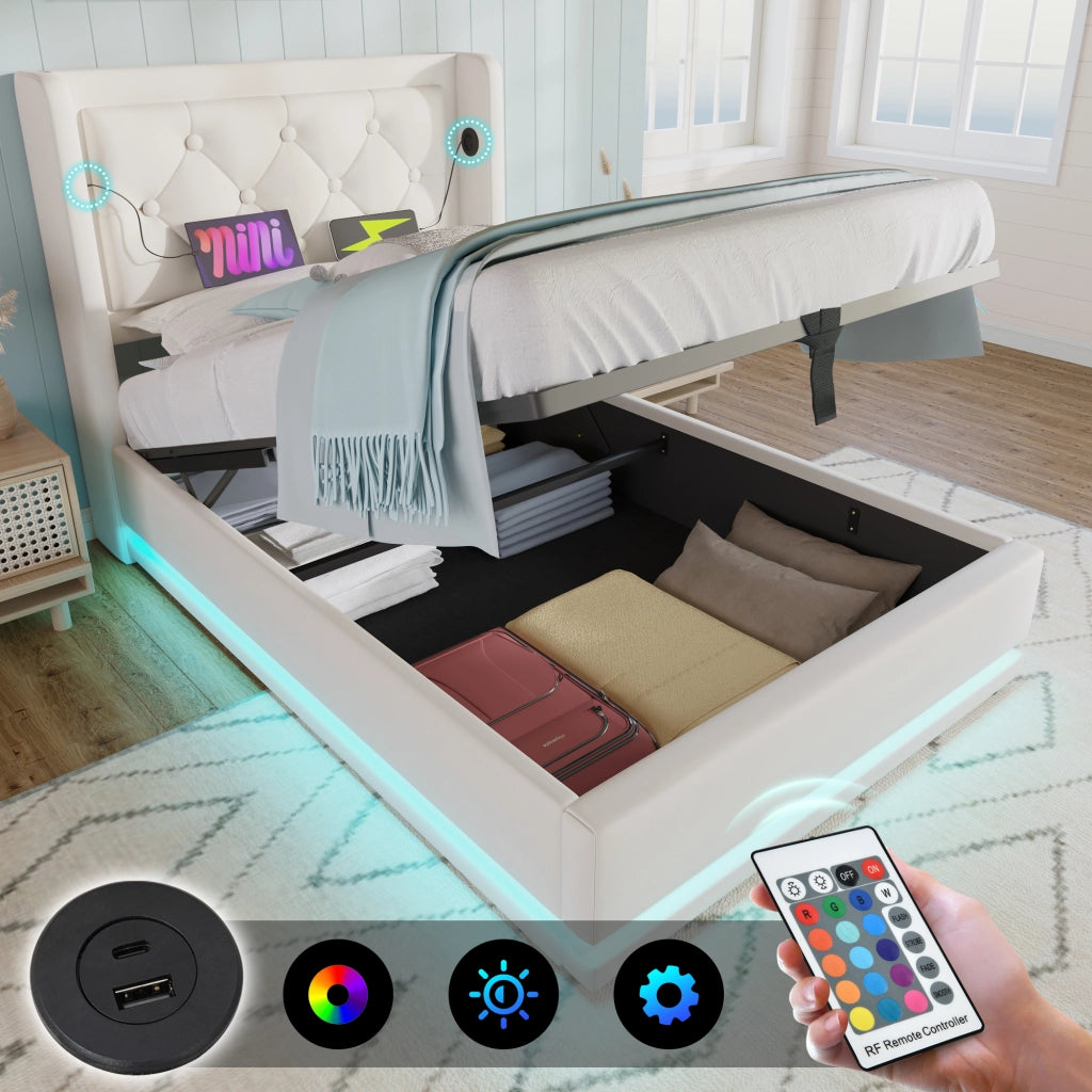 letto imbottito pu bianco 90 x 200 cm
