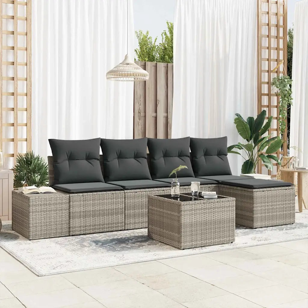 Set Divano da Giardino 5 pcs Grigio chiaro polyrattan 3355701