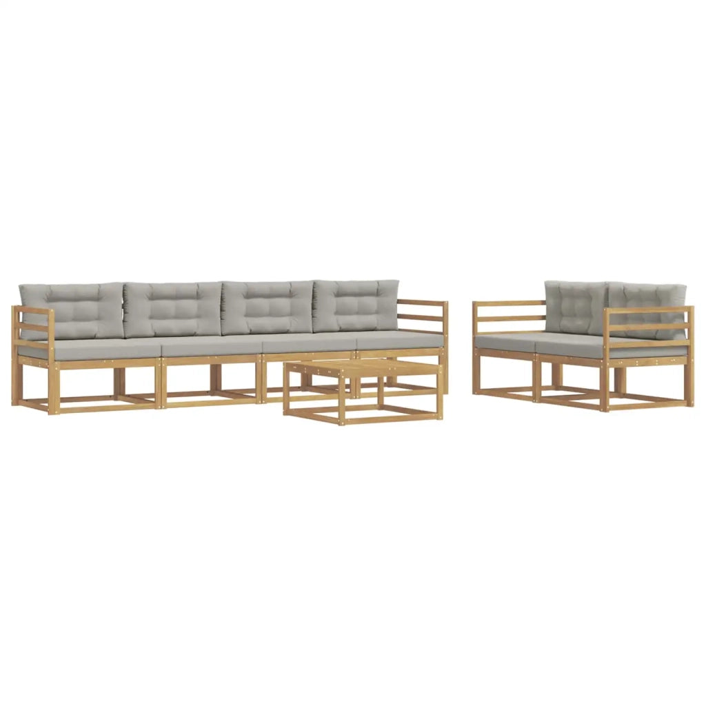 Set di divani da esterno 6 pz Bianco e Grigio Chiaro 3386080
