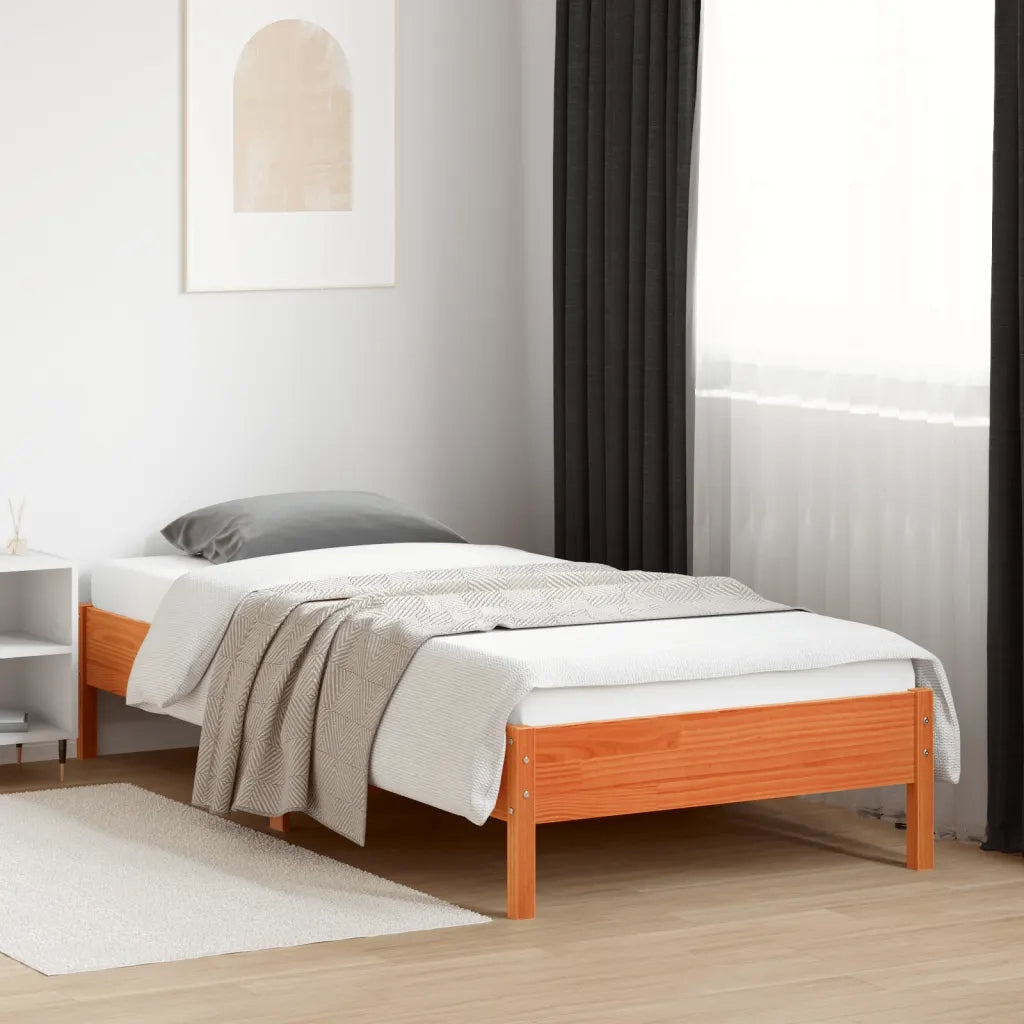 Letto senza Materasso-Struttura Letto Marrone Cera 90x200 cm Legno di Pino 645999