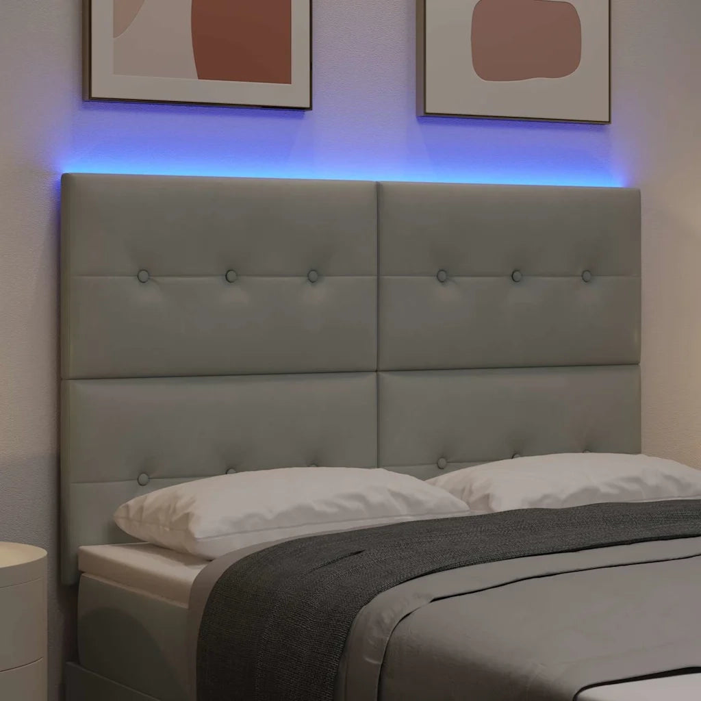 Testiera | Testata LED con strisce LED Grigio chiaro 144 cm Velluto