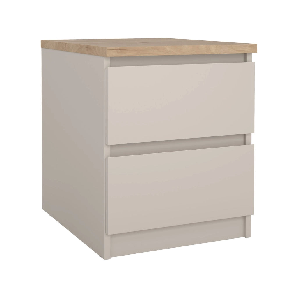Azar, Comodino 2 Cassetti, 40x40x50h cm Beige