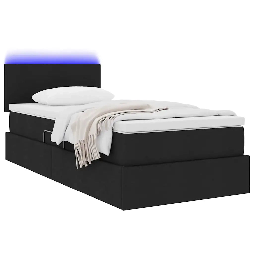 Letto con contenitore e LED con led Nero 90 x 200 cm Tessuto 3371057