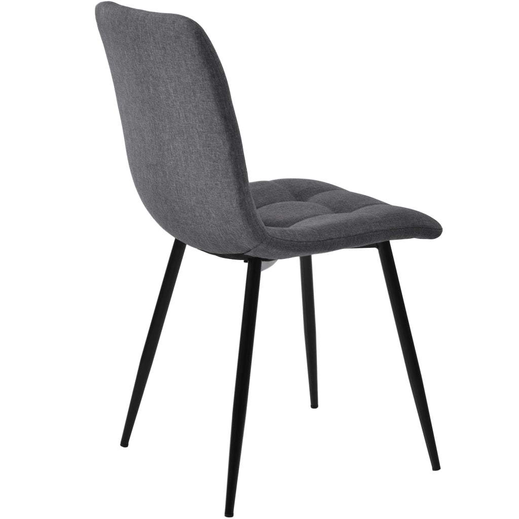 Sedia da pranzo (4 pezzi), grigio scuro, set di 4 sedie di design imbottite con schienale, seduta in lino, struttura in metallo