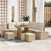 Set Divano da Giardino con cuscino 8 pcs Beige e Crema 3363301