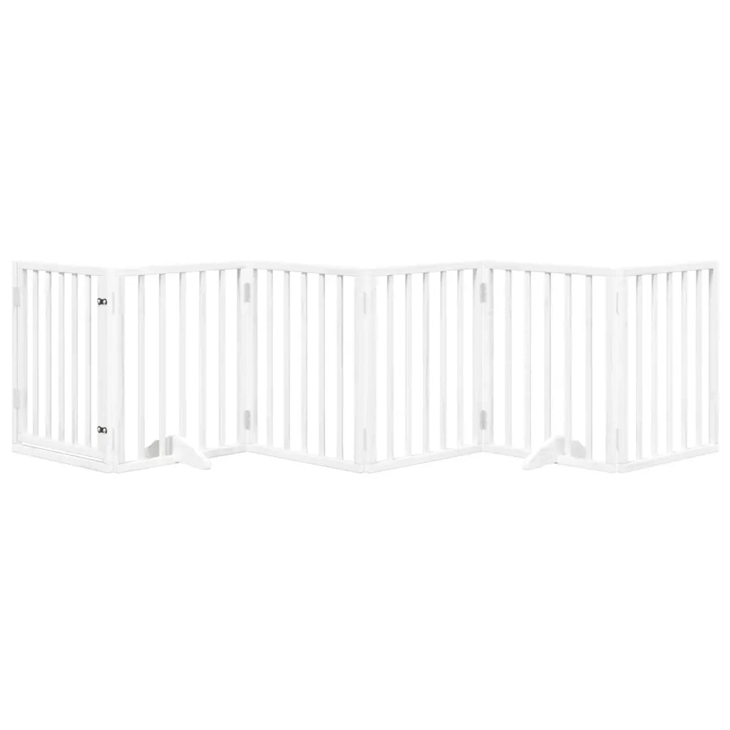 Cancello Cani Porta Pieghevole Bianco 6 Pannelli 300 cm Pioppo 352181