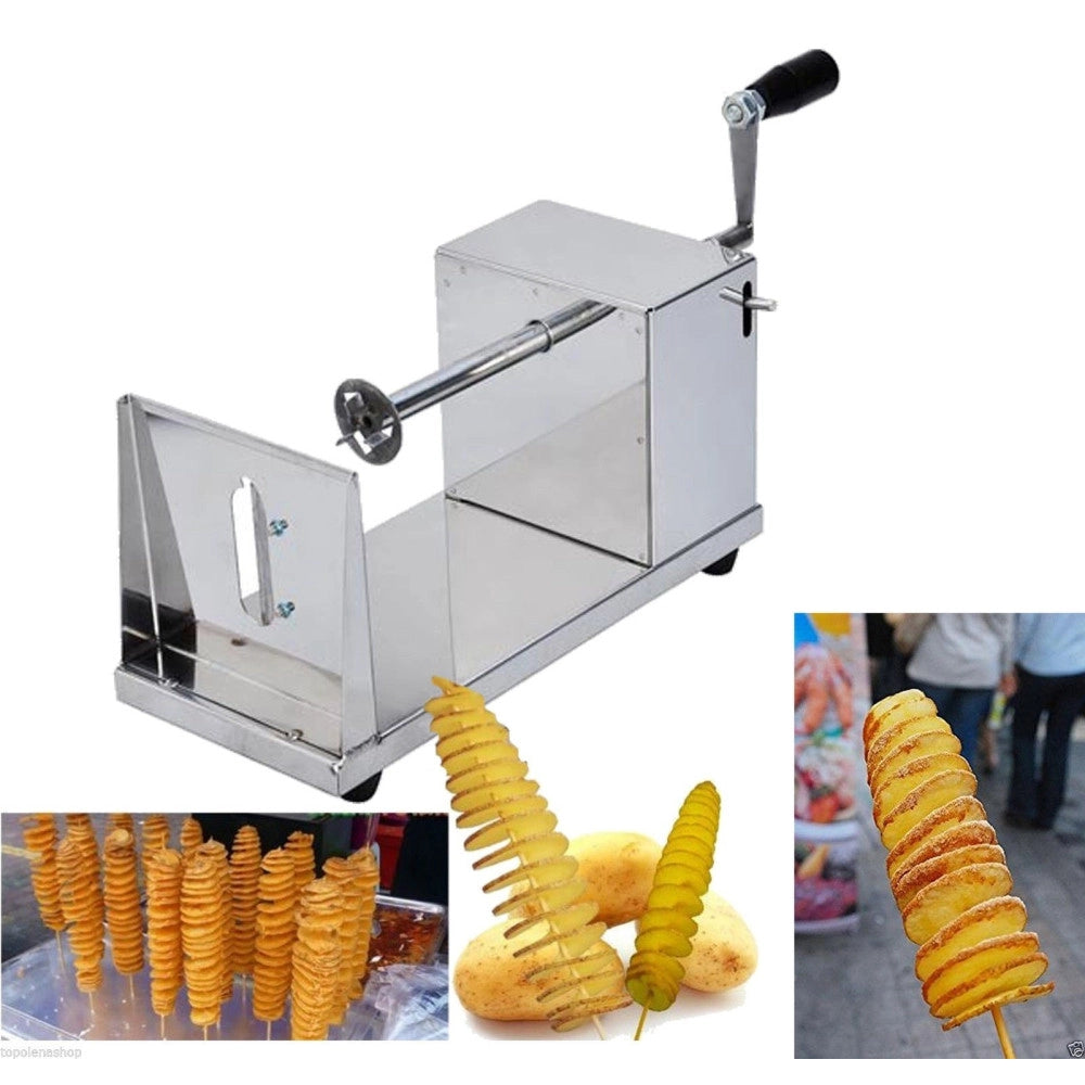 Trade Shop - Taglia Affetta A Spirale Ricciolo Patate In Acciaio Inox Professionale Chips -
