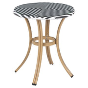 Tavolo da giardino Piano in rattan sintetico Bianco e Nero ø 70 cm Struttura in Vetro e Alluminio