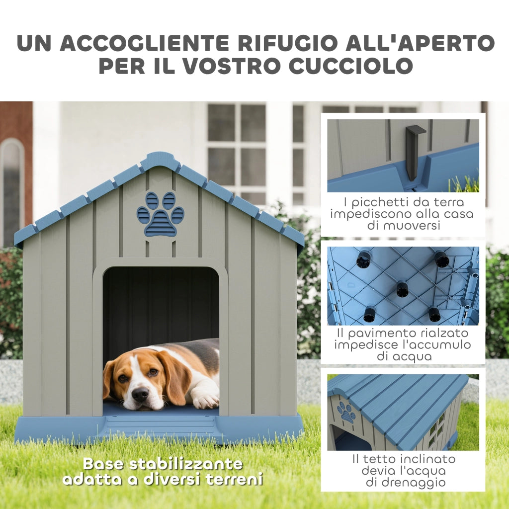 Casetta per Cani da Esterno Impermeabile con Base Rialzata ¨C Minimal ¨C Grigio 85x79x82 cm