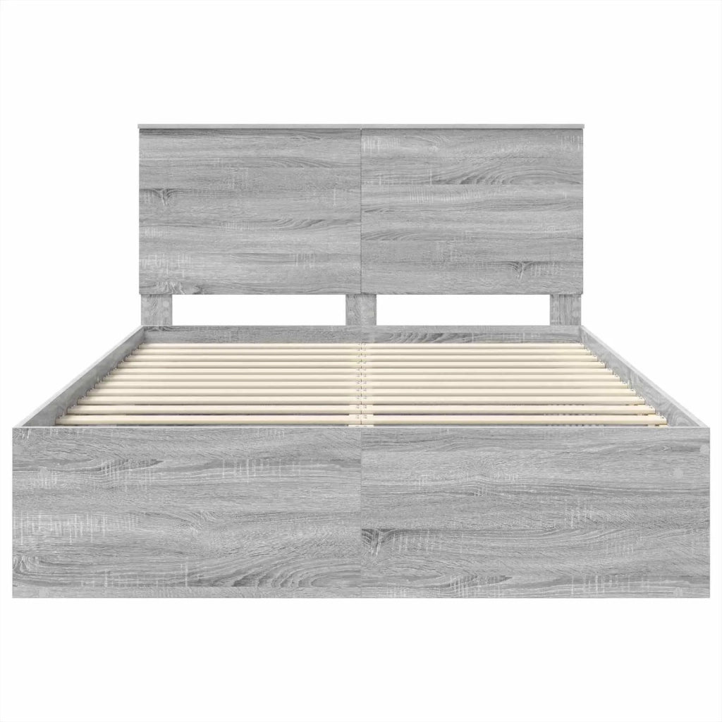 Letto matrimoniale | Letto per adulti | Struttura del letto Grigio Sonoma 160 x 200 cm Pino massello