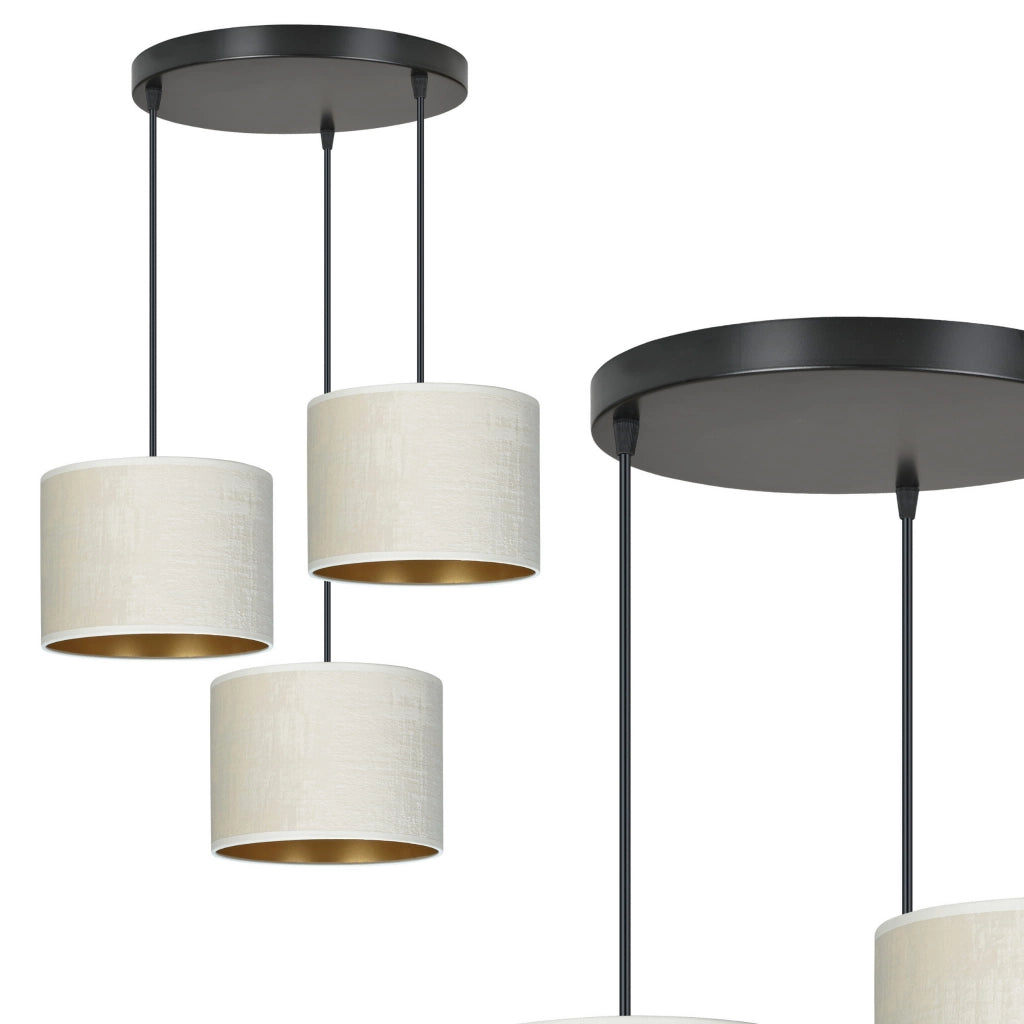 Lampadario Emibig Hilde Premium 3xE27 nero crema oro
