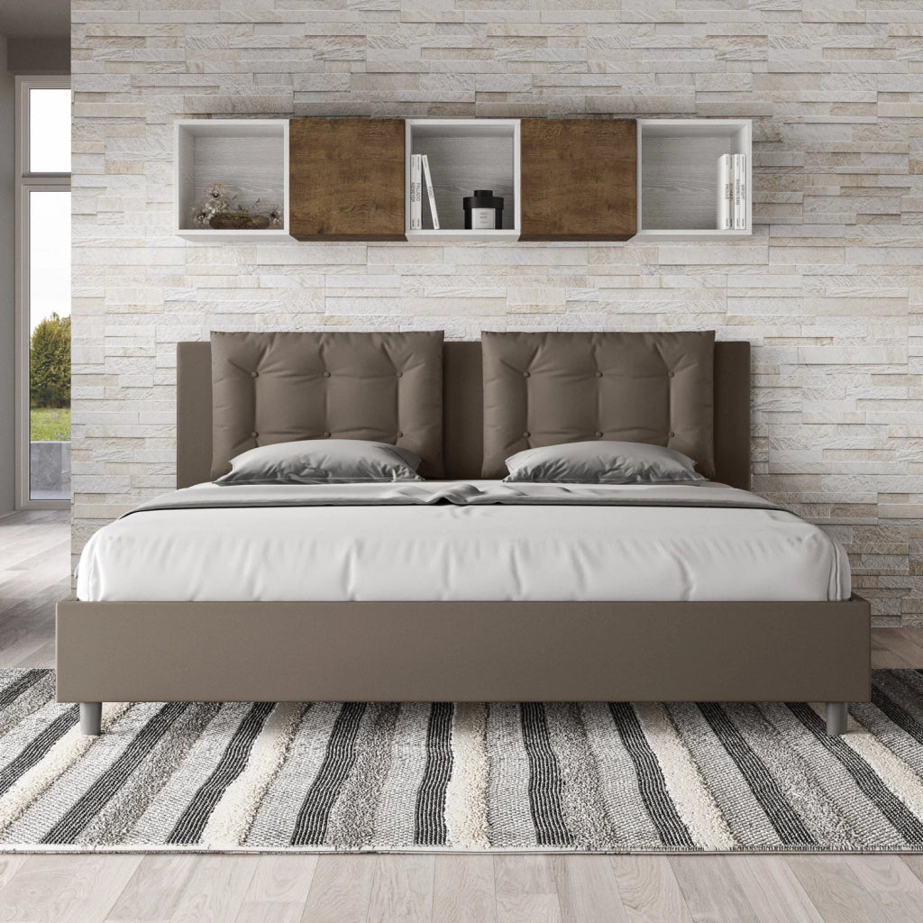 Letto Matrimoniale 160x210 cm con Rete Annalisa Cappuccino
