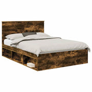 Letto matrimoniale | Letto per adulti | Struttura del letto Rovere fum¨¦ 140 x 190 cm Pino massello