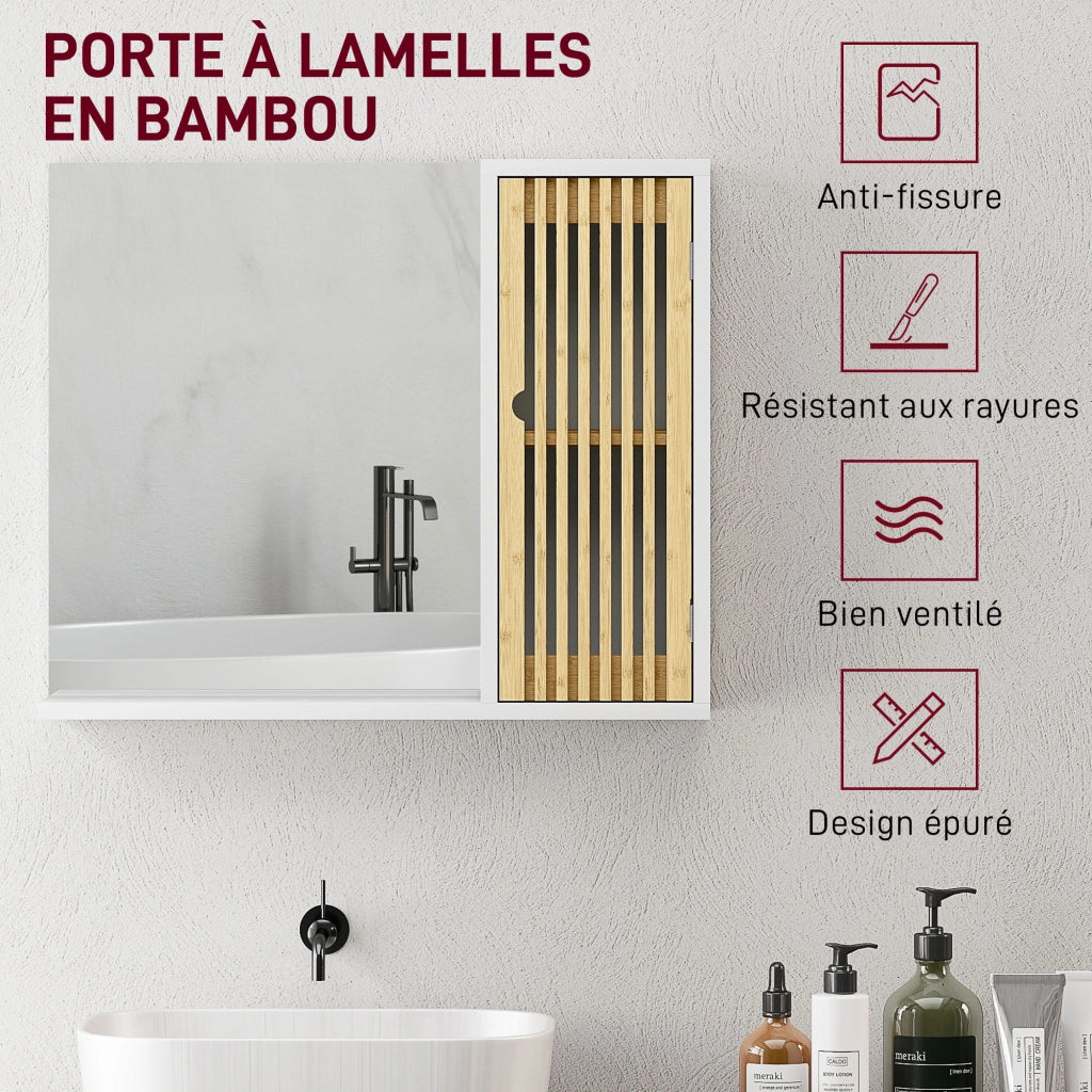 Armadietto da Bagno con Specchio e Ripiani ¨C Minimal ¨C Bianco 60x30x