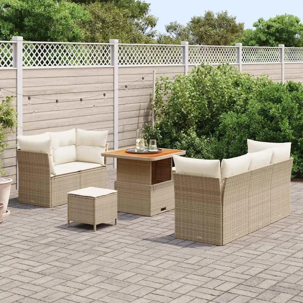 Set Divano da Giardino 8 pcs Beige polyrattan