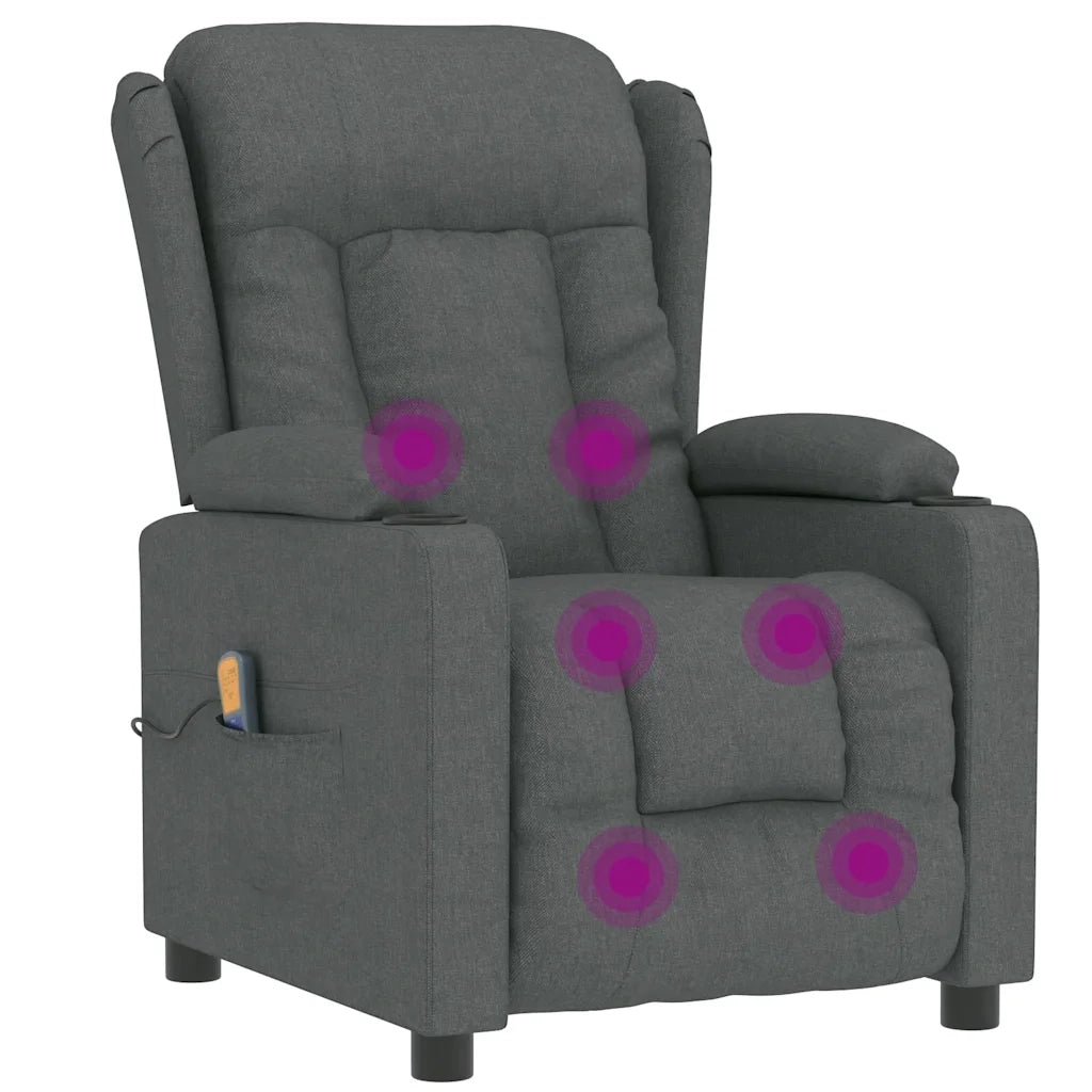 Poltrona Massaggiante | Sedia Relax Grigio Scuro in Tessuto