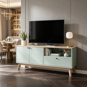 Mobile porta TV da 120 cm, adatto a televisori fino a 36 pollici con 2 ante, cassetto e vano a giorno (solo con 1 mobile porta TV).