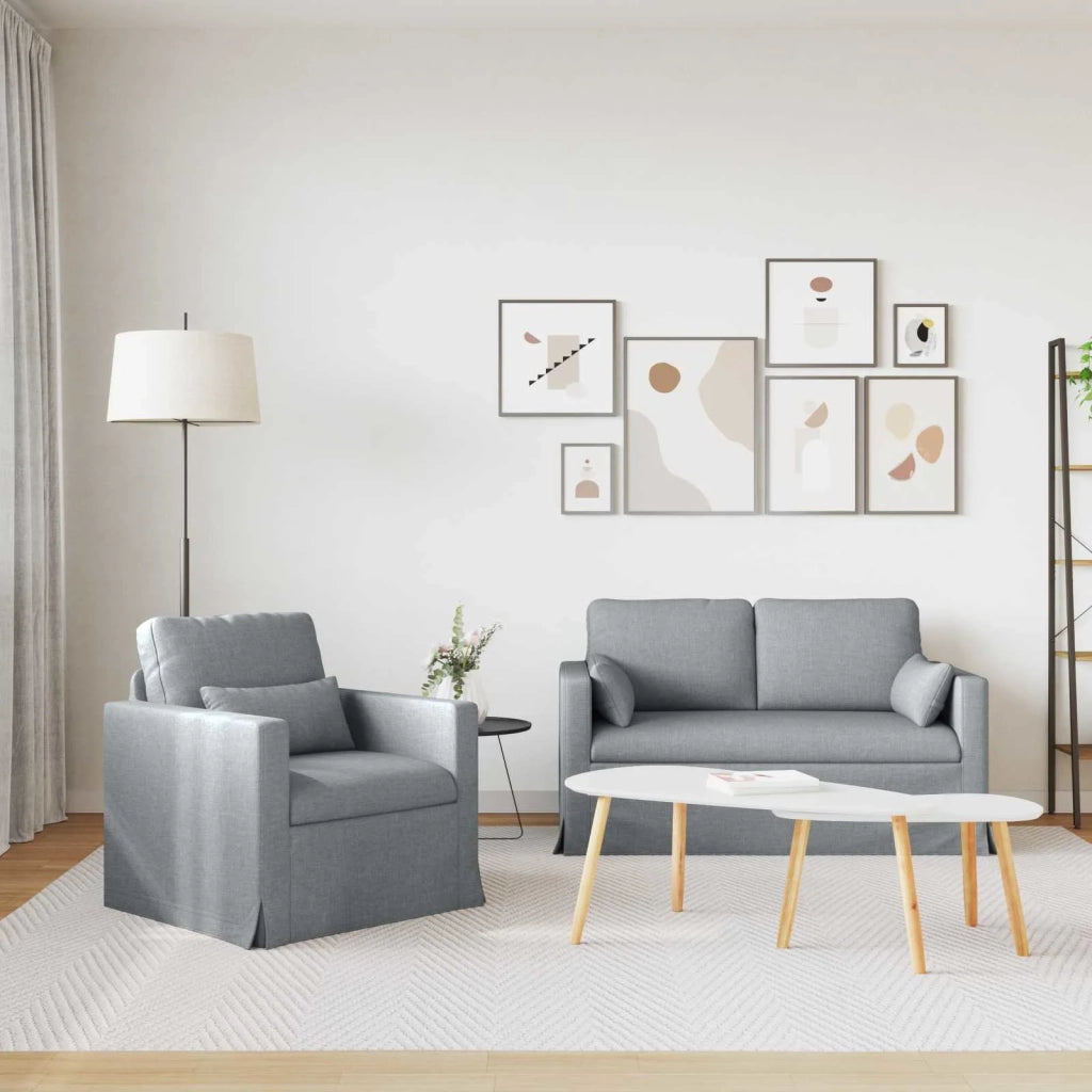 Divano 2 pcs Grigio chiaro 139 x 78 x 80 cm Tessuto