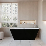 Vasca da Bagno a Isola Freestanding in Acrilico da 170x78x60 cm, Colore Nero, Forma Ovale