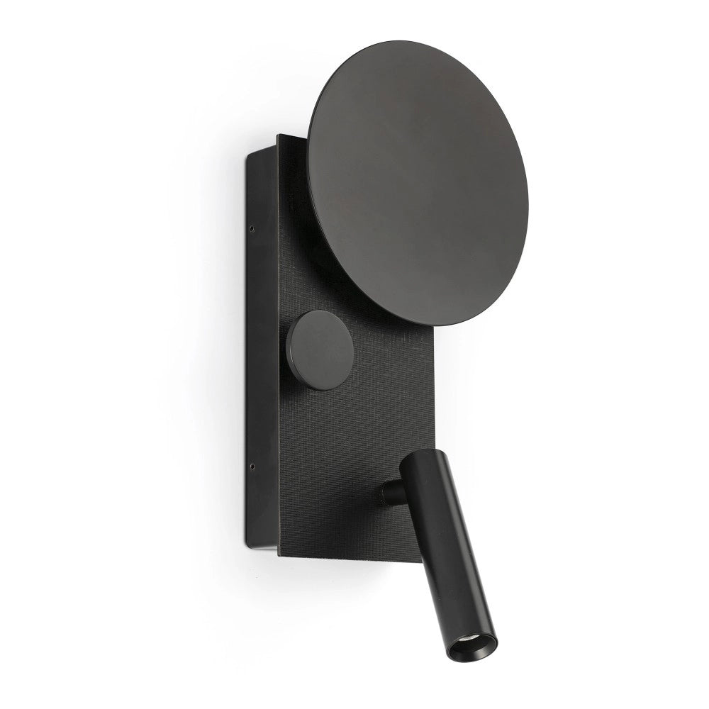 Faro Barcelona - Lampada da parete Klee con braccio lettura a sinistra Led 10W - Led Integrato, Dimmer, Doppia Accensione - Nera