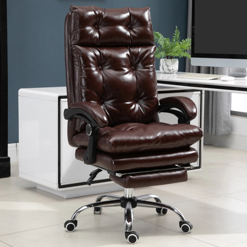 Sedia da ufficio ergonomica ¨C zephmum ¨C regolabile in altezza schienale inclinabile poggiapiedi retrattile marrone