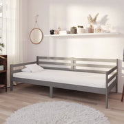 Divano Letto con Materasso 90x200 cm Grigio in Legno di Pino 3083586