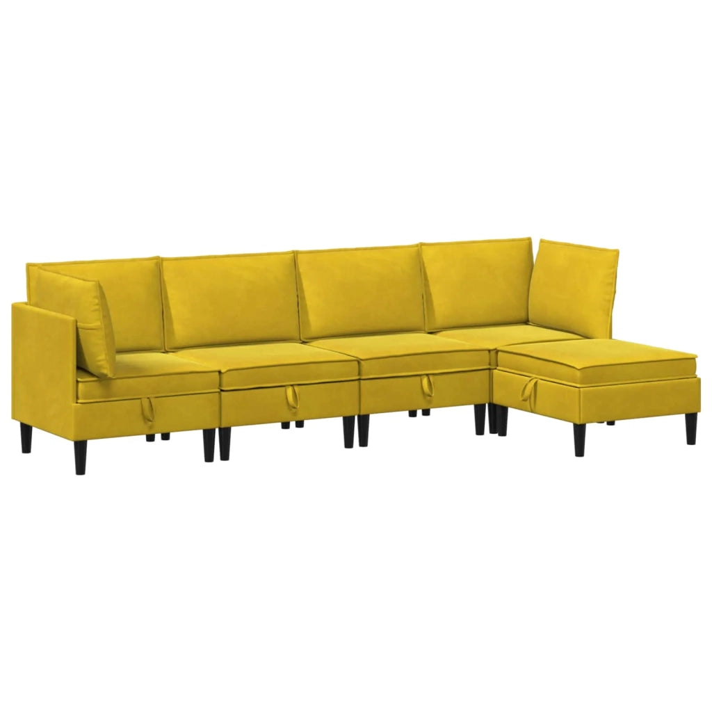 Set di mobili per il soggiorno con cuscino 5 pcs Giallo Velluto 3413761