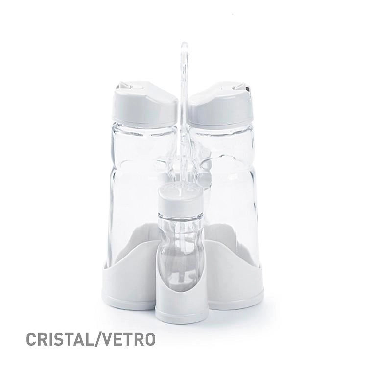 Set Menage da Tavola in Plastica e Vetro Bianco