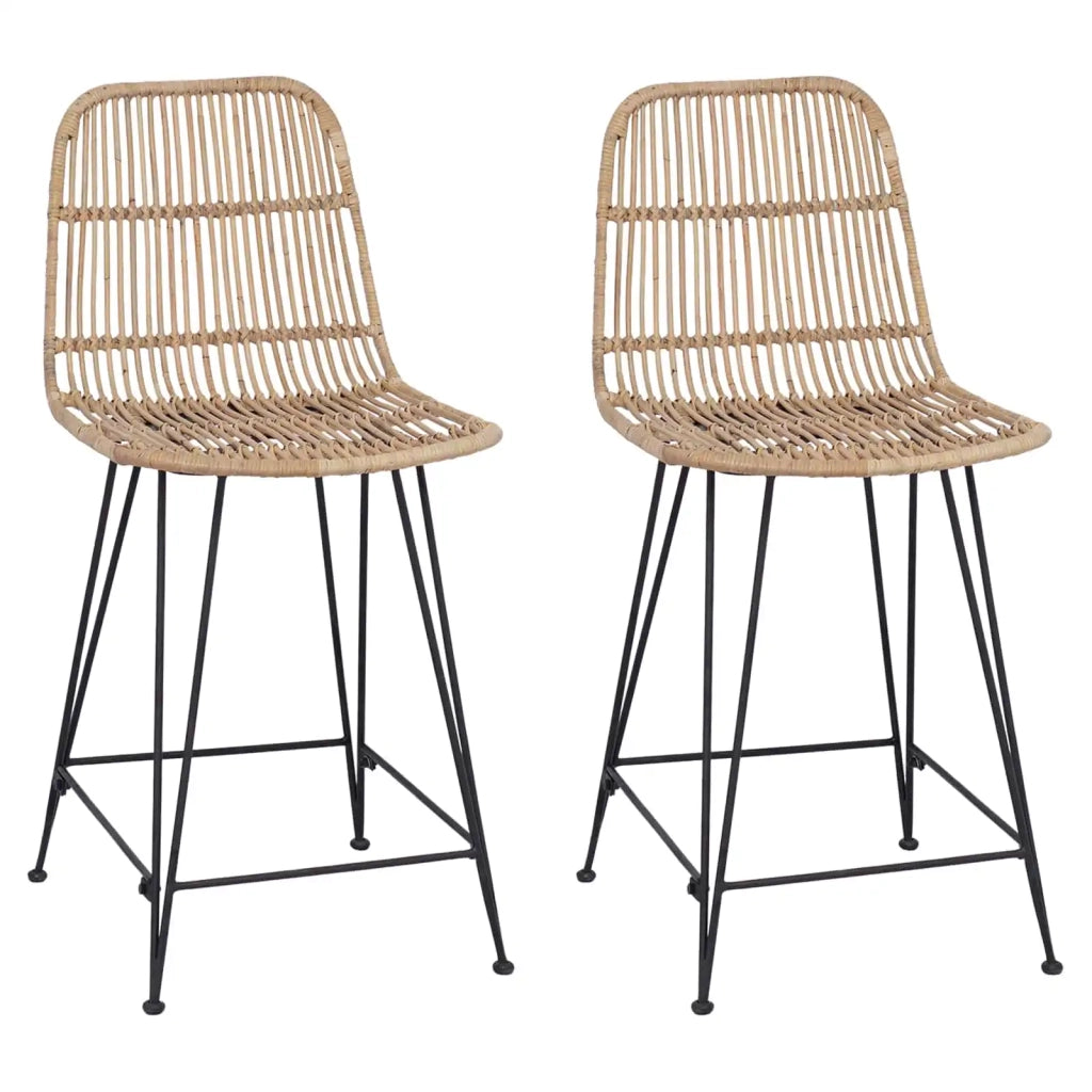 Sgabello da bar 2 pcs Naturale 44 x 54 x 96 cm Rattan e acciaio 42033208