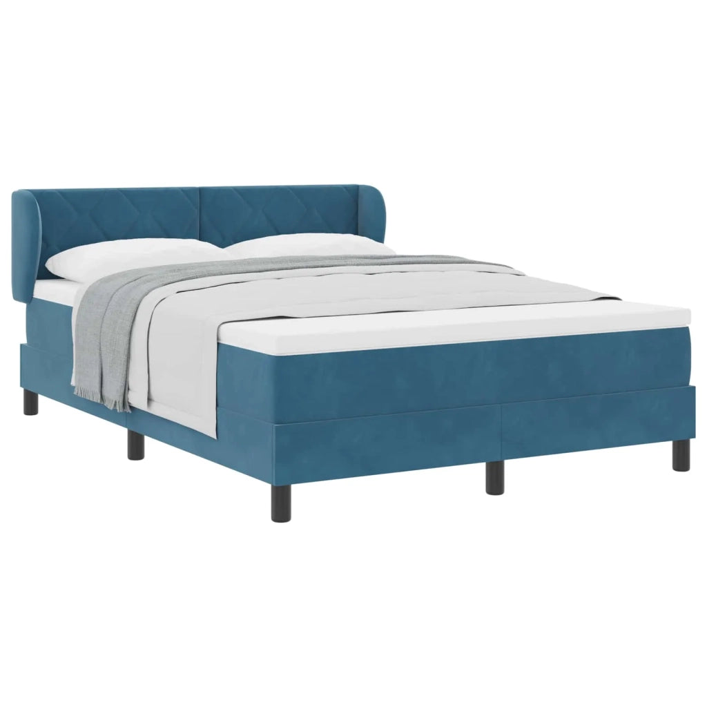 Letto a molle con testiera Blu scuro 140 x 190 cm Velluto 3340440