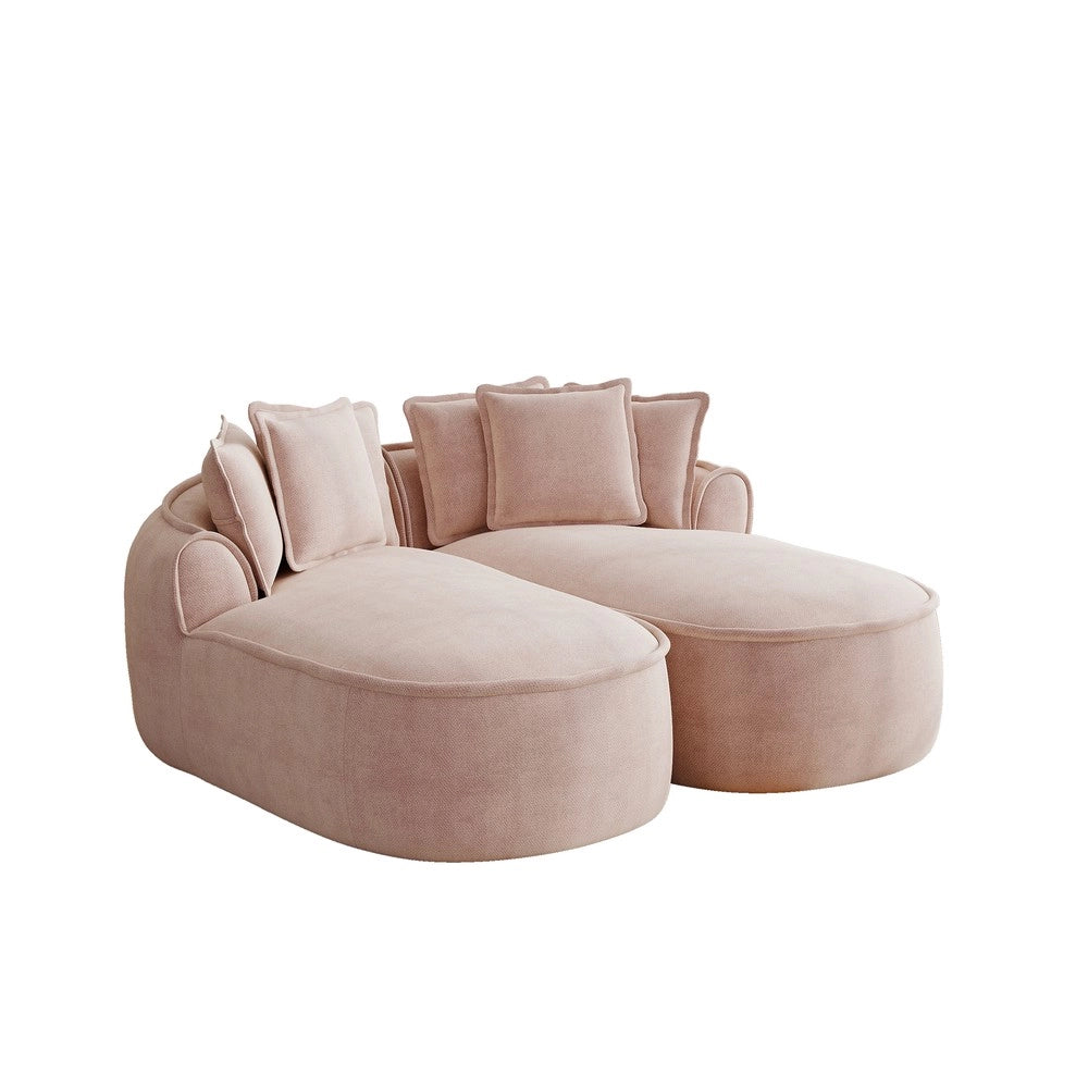 Divano Chaise Longue Doppio in Tessuto Chenille con Cuscini ¨C Xylo ¨C Rosa
