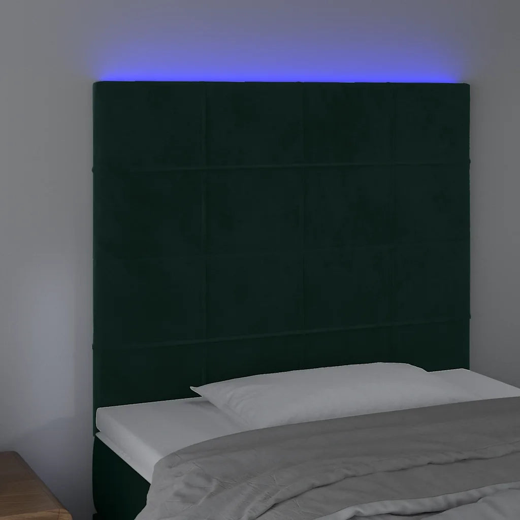 Testiera | Testata a LED verde Scuro 80x5x118/128 cm in Velluto