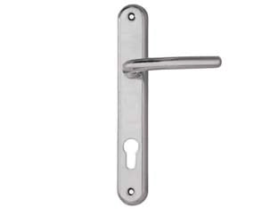 MANIGLIA VEGA CON PLACCA FORO YALE IN ZAMA FINIT. OTT. CROMO SATINATO- - mm.90 foro yale - 2 paio COTTALI