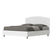 Letto Matrimoniale 160x200 cm con Rete e Contenitore Alzata Comoda Struttura Bianco Frassico e Testata in Similpelle