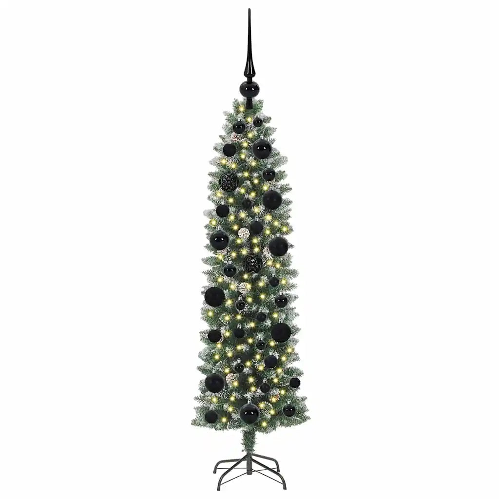 Albero di Natale Artificiale Sottile Verde e Bianco 120 cm 3395270