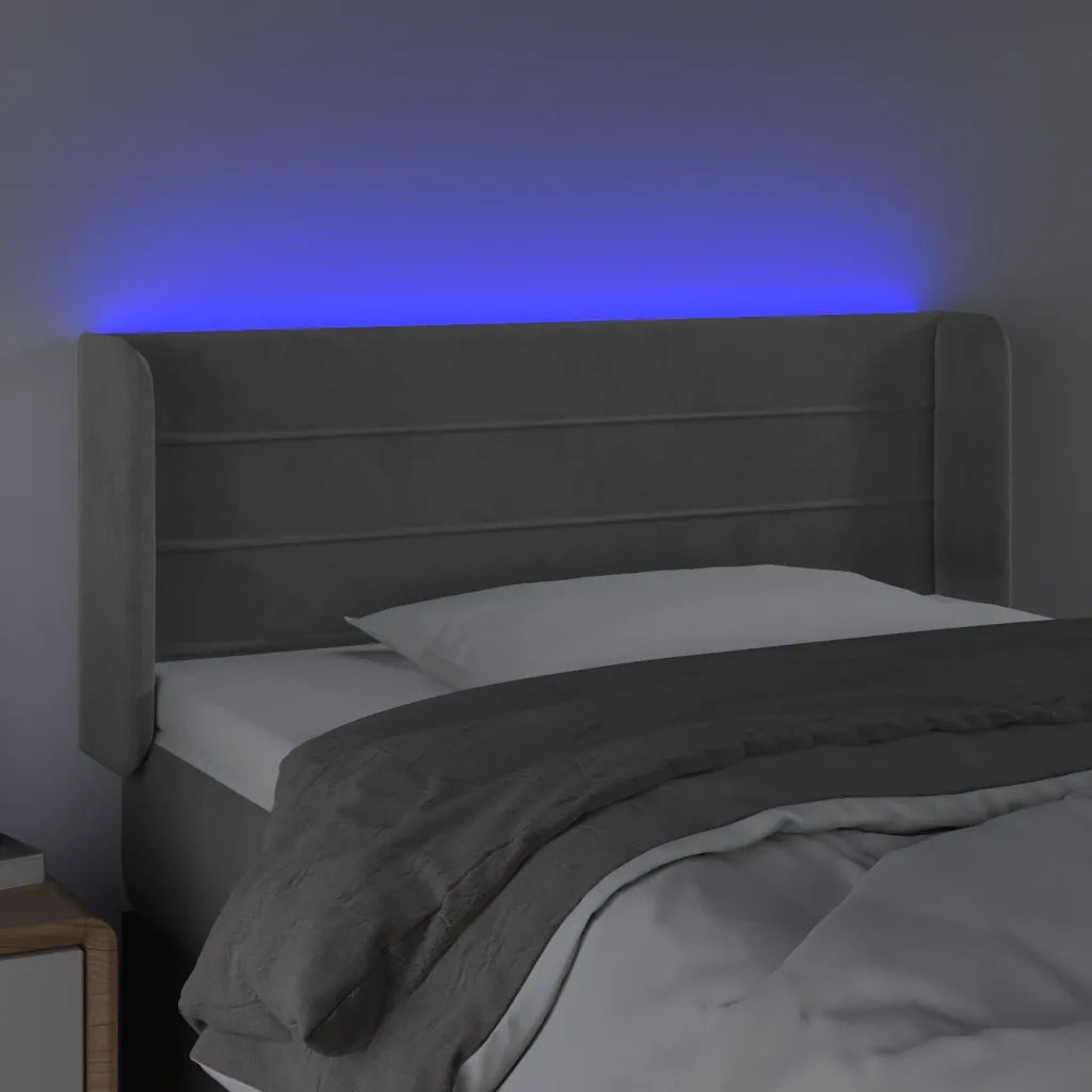 Testiera Grigio Chiaro a LED 103x16x78/88 cm in Velluto 3123418
