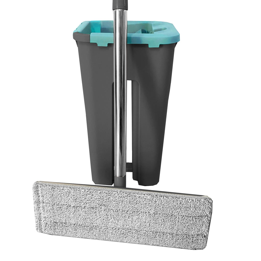Panno extra piatto con secchio strizzatore 6 Panni riutilizzabili in microfibra blu