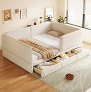 Letto imbottito per bambini 140x200 cm con sponde morbide e 3 cassetti