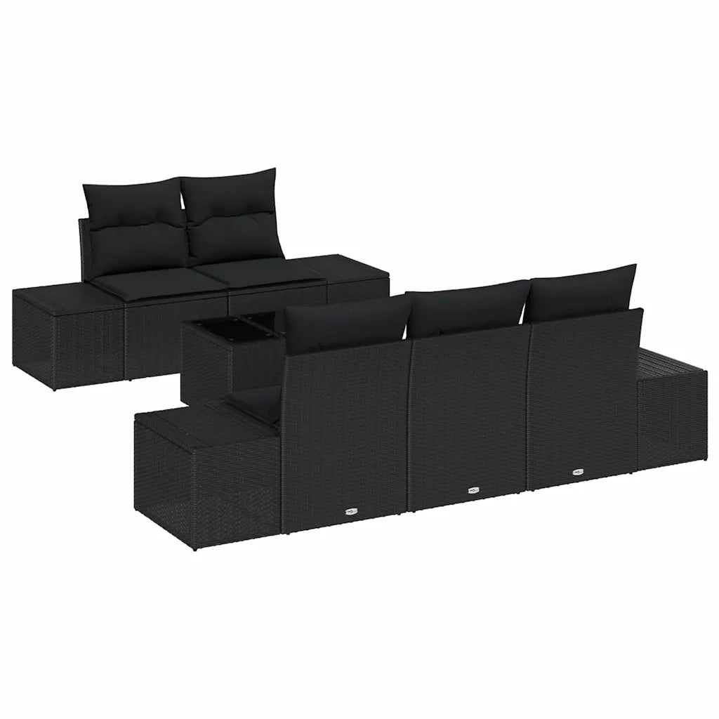 Set Divano da Giardino con cuscino 6 pcs Nero polyrattan 3355612