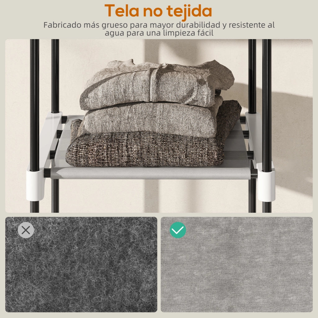 Armadio Guardaroba con Ripiani e Appendiabiti ¨C Zephmum ¨C Grigio 182x43x185 cm