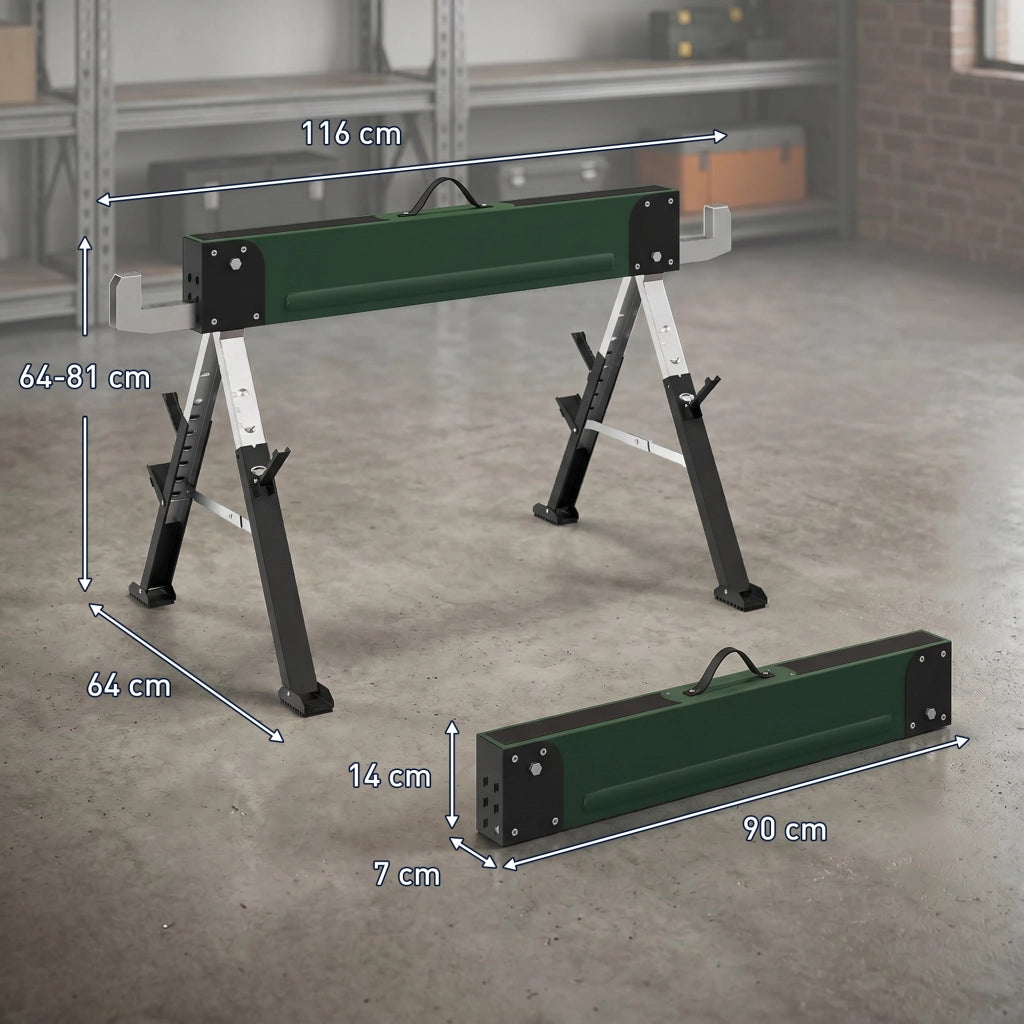 Tavolo Pieghevole ¨C zephmum ¨C Verde, Metallo, Regolabile