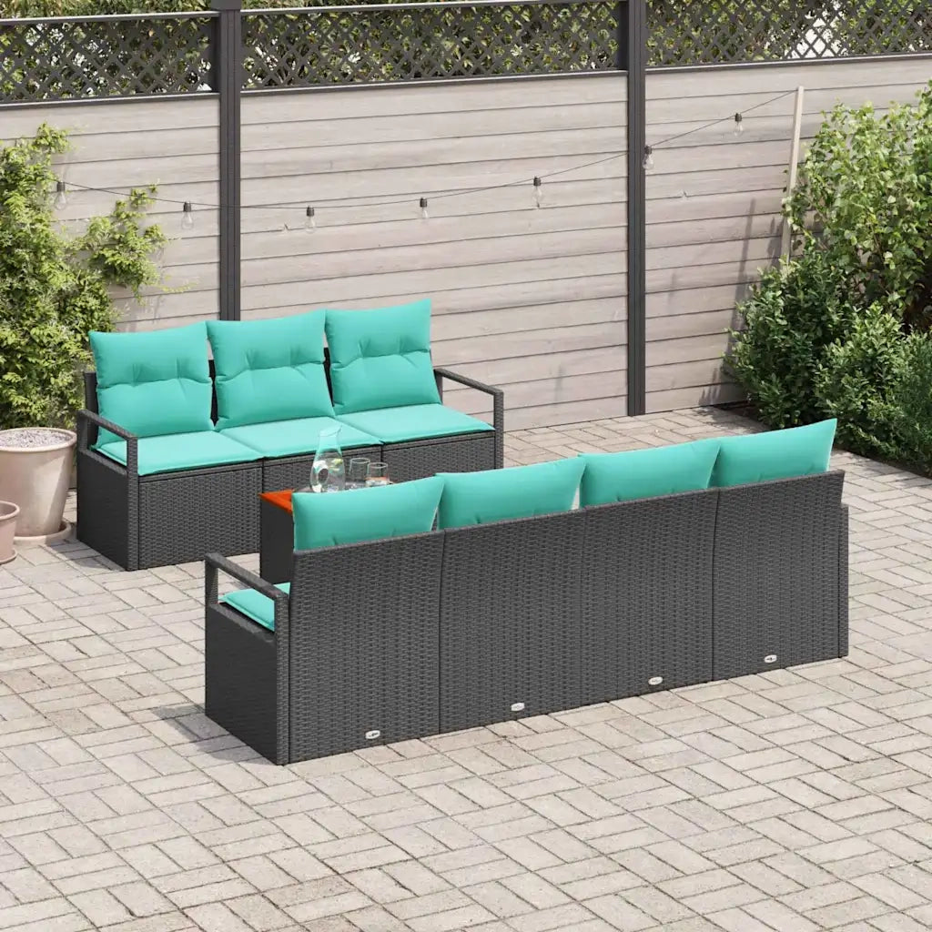 Set Divano da Giardino con cuscino 8 pcs Nero polyrattan 3347669