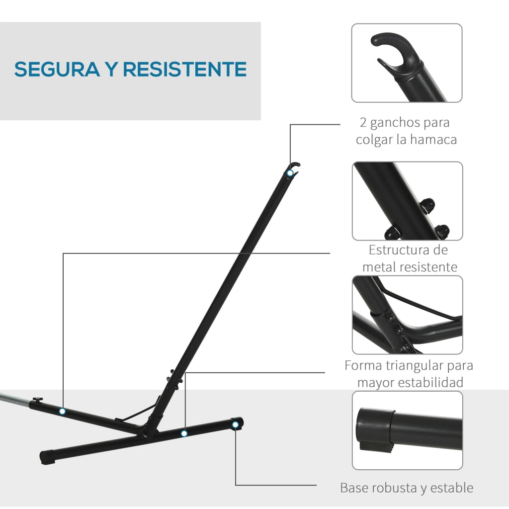 Supporto per Amaca da Giardino Regolabile ¨C Xylo ¨C Metallo Nero 313-388x109x116 cm