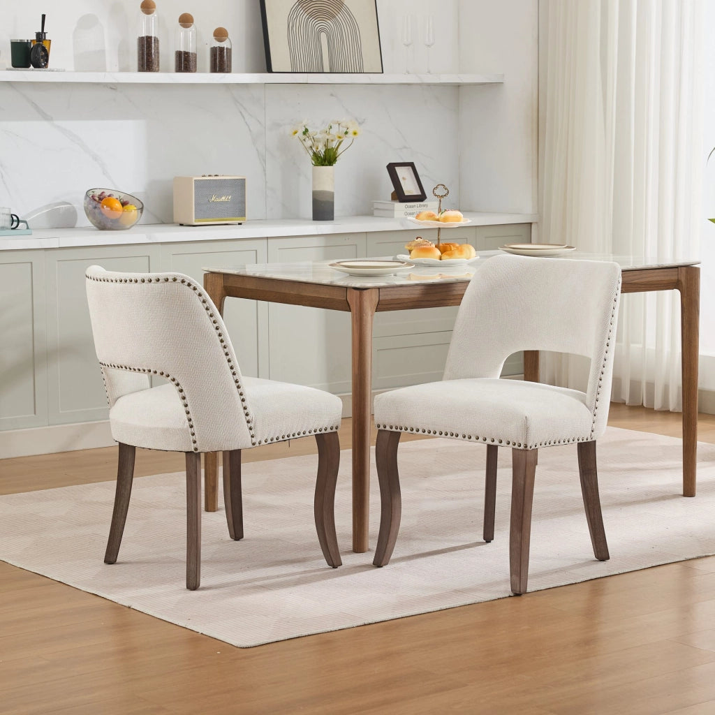 Set di 2 sedie da pranzo in legno, sedie da sala da pranzo moderne imbottite in tessuto, sedie da cucina, sedia da pranzo in stile rustico per cucina