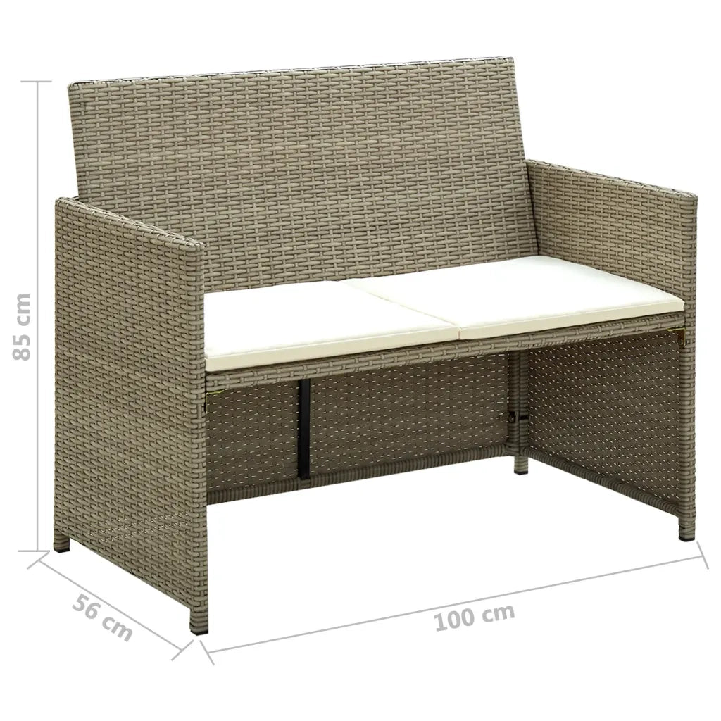 Divano da Giardino a 2 Posti con Cuscini Beige in Polyrattan 46396